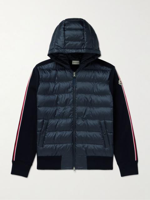 Moncler Logo-Appliquéd Virgin Wool and Quilted Shell Down Cardigan Navy