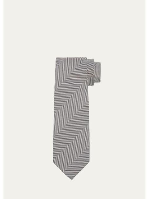 TOM FORD Men's Large Tonal Herringbone Silk Tie