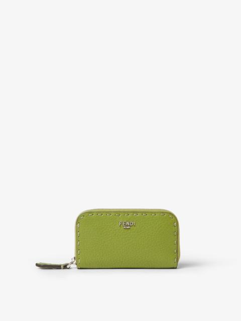 FENDI Selleria Zipper-Around Mini Green and black Selleria wallet with 92 hand-sewn stitches
