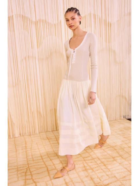 ULLA JOHNSON Quincy Drop Waist Long Sleeve Dress