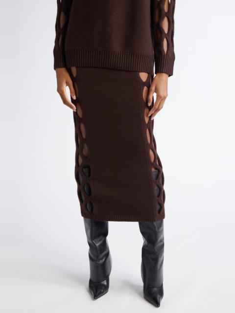 diotima Diotima Steer Side Cutout Maxi Sweater Skirt in Coffee at Nordstrom