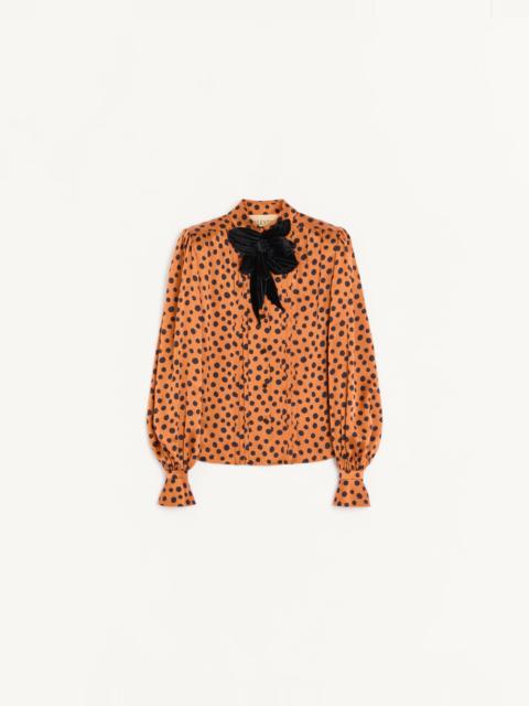 Valentino CREPE SATIN SHIRT WITH PLUS DE POIS DALMATA PRINT