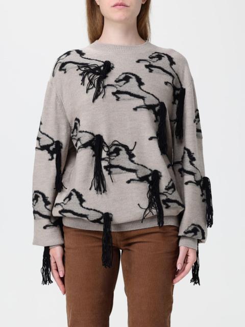 Stella McCartney STELLA MCCARTNEY Virgin Wool Crewneck Jumper with Fringes and Embroidery