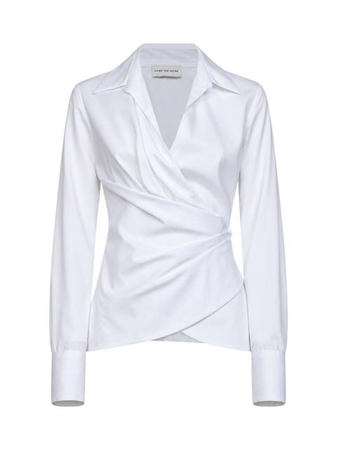Dries Van Noten White cotton poplin wrap shirt