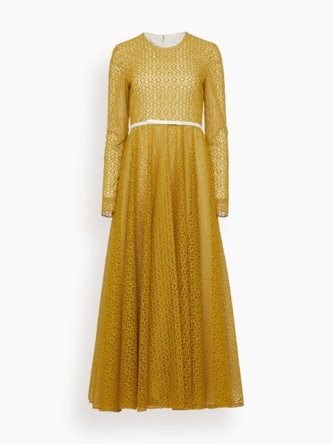 GIAMBATTISTA VALLI Ribbon Macrame Dress in Mustard