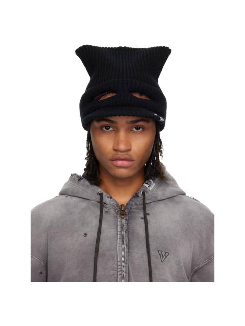 Maison MIHARAYASUHIRO Black Masked Cat Visor Knit Cap