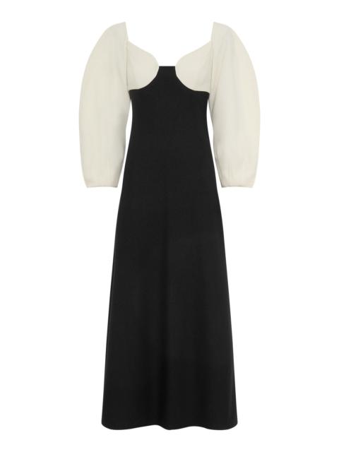 GABRIELA HEARST Dee Maxi Dress in Ivory & Black Wool Crepe