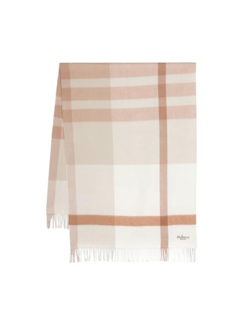 Mulberry logo-embroidered check-print scarf