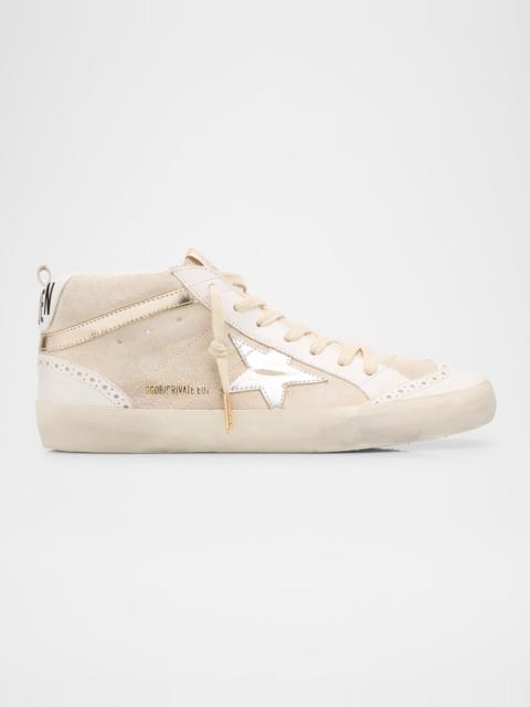 Golden Goose Slide Mixed Leather Mid-Top Sneakers