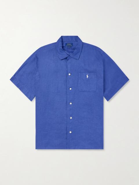 Polo Ralph Lauren Convertible-Collar Logo-Embroidered Linen Shirt