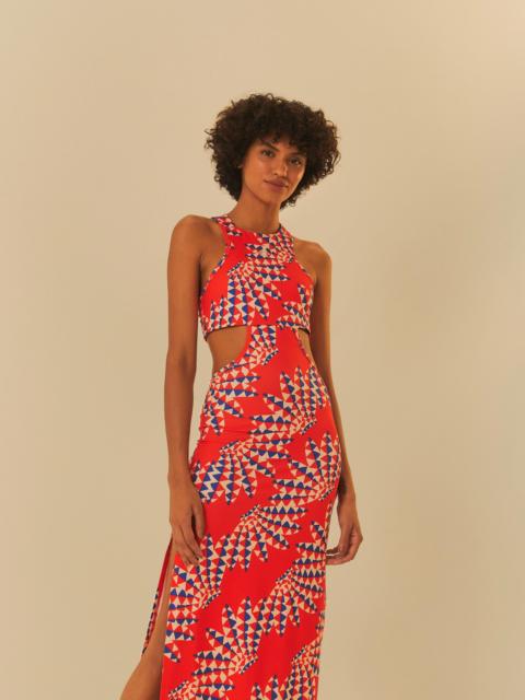 FARM RIO Adidas Farm Psychedelic Wave Red Dress