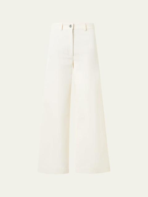 AKRIS Finn Cotton-Linen Gabardine Wide-Leg Pants