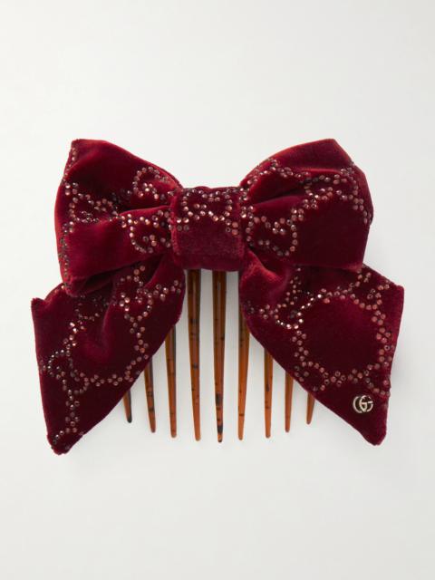GUCCI Crystal-embellished Cotton-blend Velvet Hair Clip