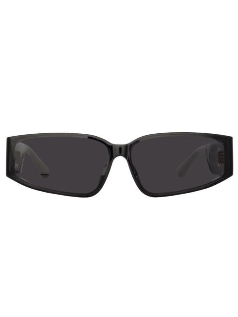 LINDA FARROW MEN'S ALEXIS ANGULAR SUNGLASSES IN BLACK