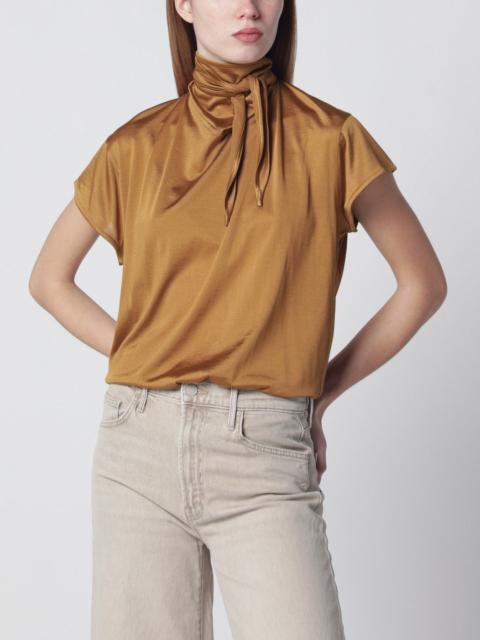 Lemaire Cinnamon-brown T-shirt with scarf detail