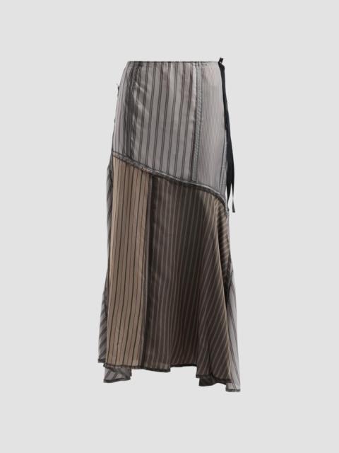 Maison Margiela Women's Striped Patchwork Cupro Midi Skirt - Mid Grey Steel