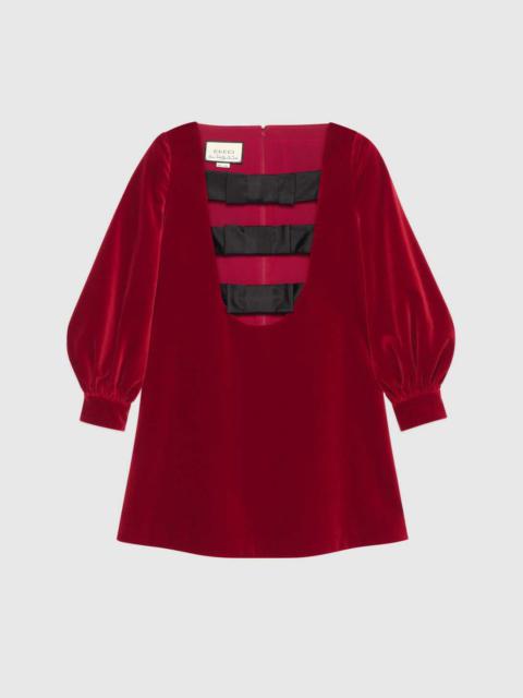 GUCCI Petit velvet dress with bows