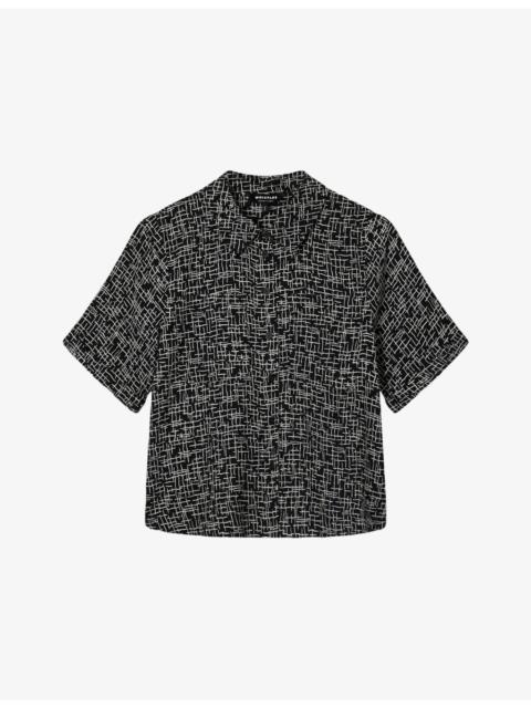 WHISTLES Grid-Print Short-Sleeved Woven Shirt