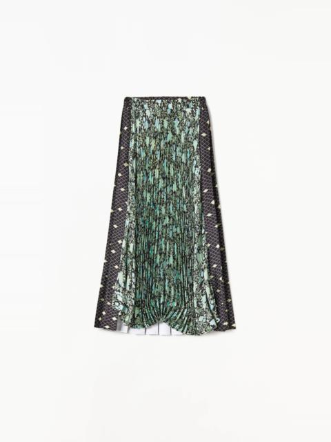 Plan C Pleated Midi Skirt in Backlit Dahlia Print