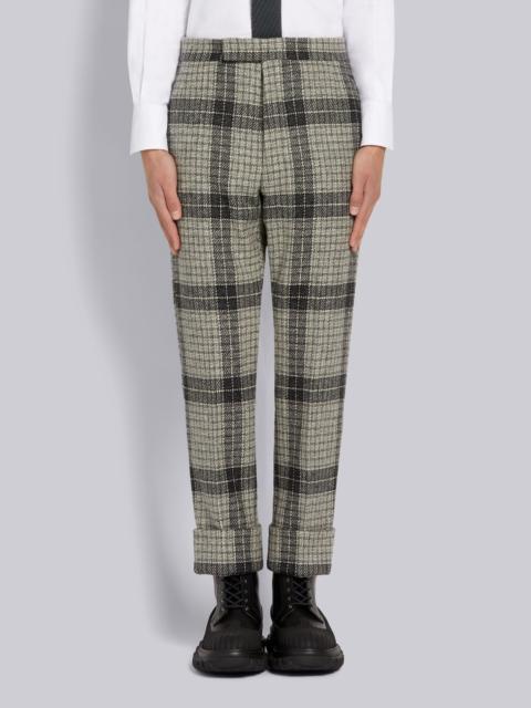 Thom Browne Medium Grey Grid Windowpane Check British Wool Classic Backstrap Trouser