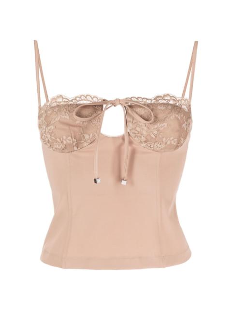 lace-panel bustier top