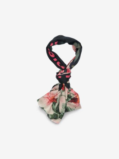 MAHARISHI floral-print fringed scarf