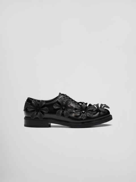 Prada Brushed-leather derby shoes with appliqués