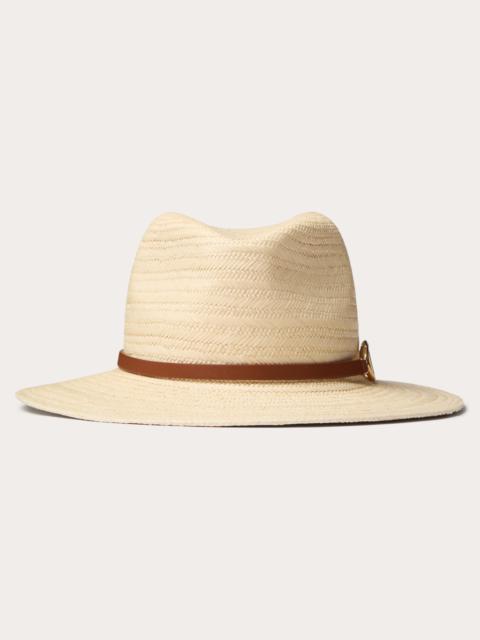 Valentino THE BOLD EDITION VLOGO WOVEN PANAMA FEDORA HAT WITH METAL DETAIL