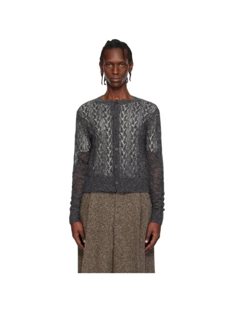 Dries Van Noten Gray Open-Knit Cardigan
