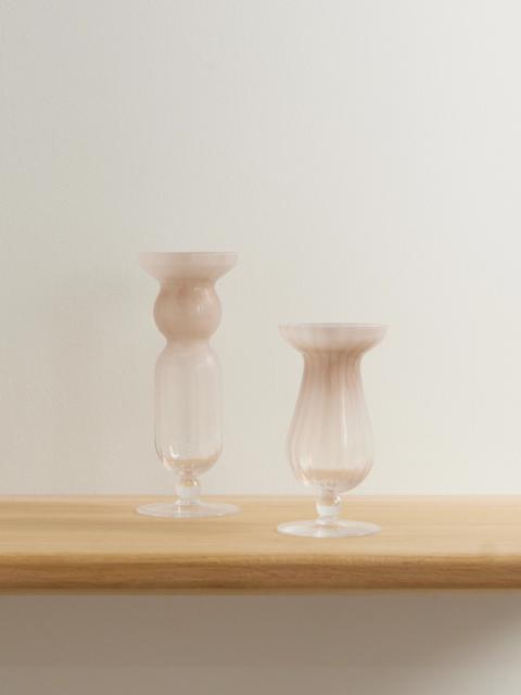 Brunello Cucinelli Set Of Two Murano Glass Candle Sticks