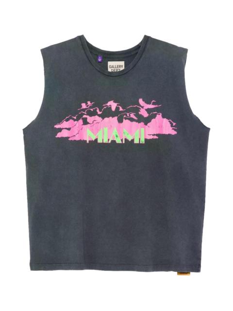 GALLERY DEPT. Miami Glitter Logo Sleeveless T-Shirt "Washed Black & Multicolor" GD232