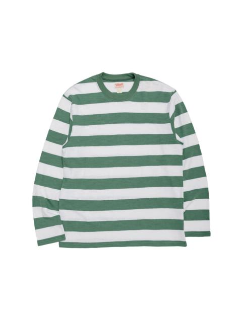 The Real McCoys BC24001 Buco Stripe Tee L/S White/Green