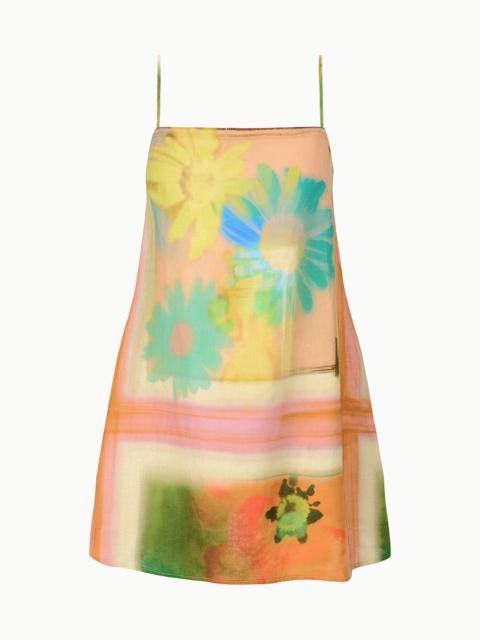 STAUD STAUD LAURA LINEN MINI DRESS SUPERBLOOM SCARF