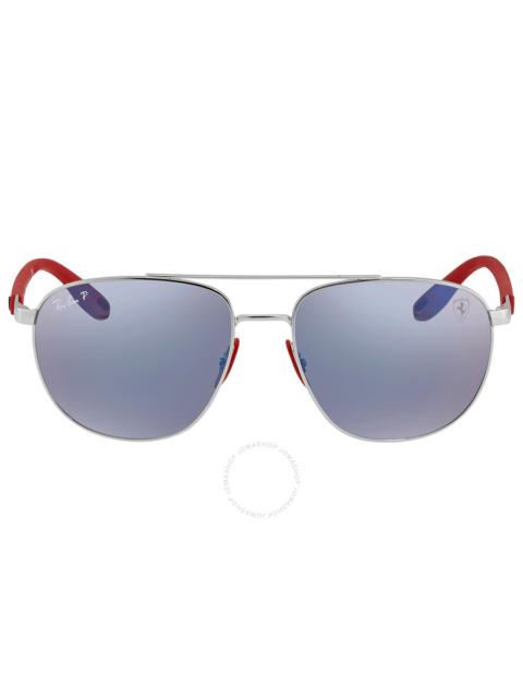 Ray-Ban Ray Ban Scuderia Ferrari Polarized Blue Chromance Mirror Aviator Men's Sunglasses RB3659M F031H0 57