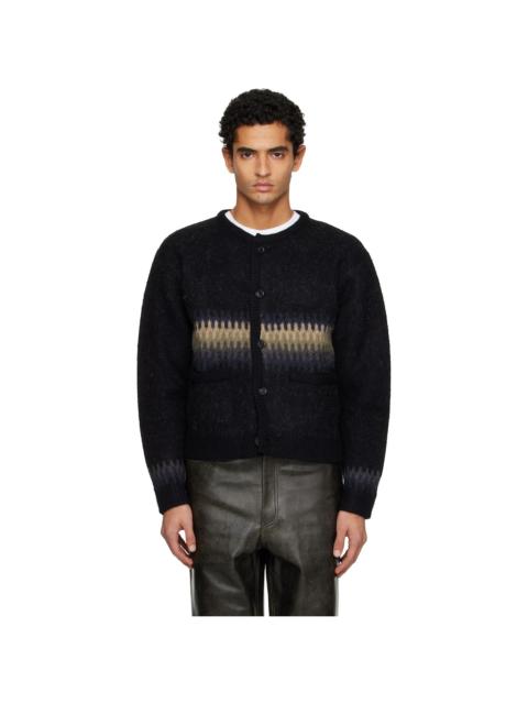 Tonywack Black Alpaca Jacquard Knitted Cardigan