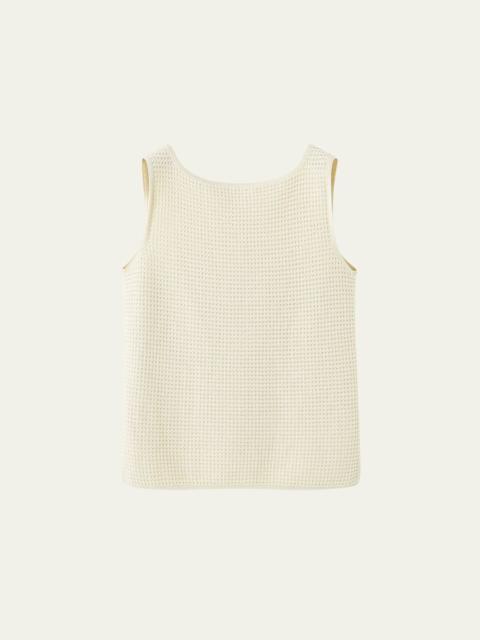 Loro Piana Lonar Cotton Crochet Knit Sleeveless Top