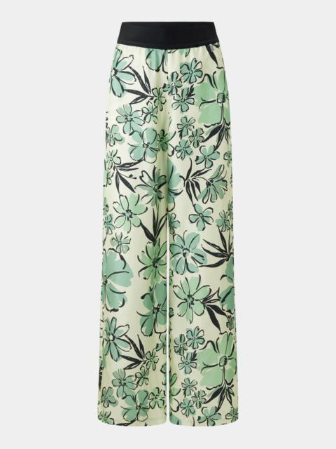 BOGNER Jacky silk trousers in Vanilla/green