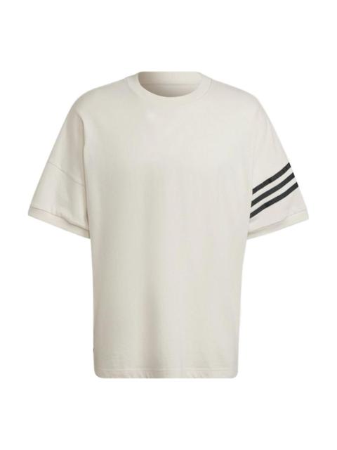 Men's adidas originals SS22 Stripe Casual Sports Short Sleeve White T-Shirt HM1874