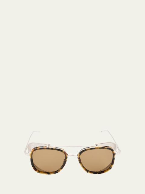 Thom Browne Men's Acetate and Titanium Rectangle Sunglasses with Side Shields