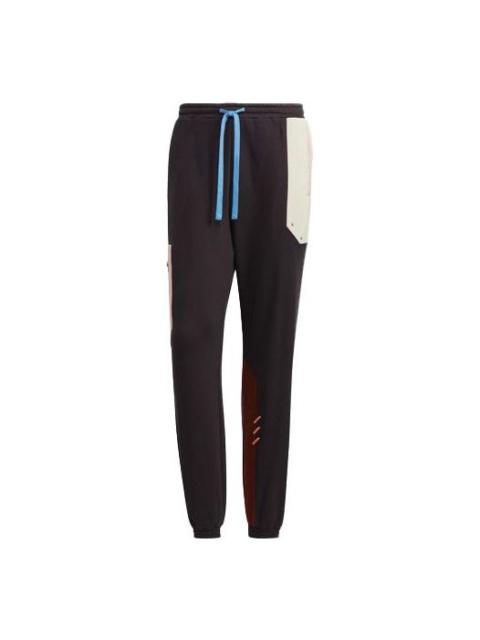 adidas originals Series Contrast Color Stitching Drawstring Sports Pants/Trousers/Joggers Brown HC03