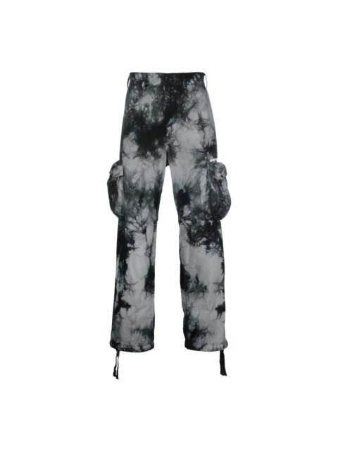 Off-White Men's Off-White FW22 Tie Dye Pattern Printing 3D Pocket Cargo Casual Pants/Trousers Black OMCF032F22