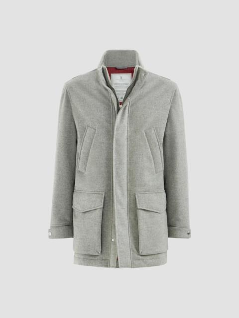 Brunello Cucinelli Men's Bonded Cashmere Beaver Cloth Parka Jacket - Pearl Grey