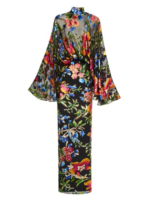 Taller Marmo Eolia flared-sleeve floral maxi gown