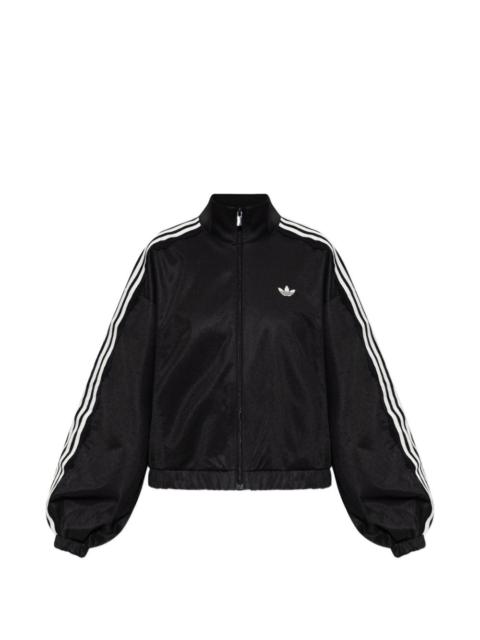 adidas logo-embroidered lace-trim zip-up sweatshirt