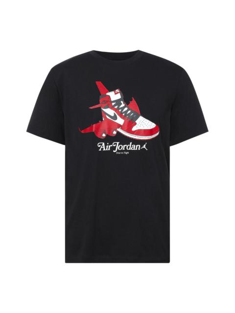 Jordan Air Jordan Shoe Alphabet Printing Short Sleeve Black CN3597-010