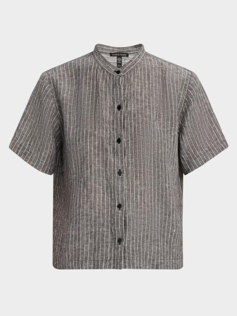 EILEEN FISHER Boxy Striped Organic Linen Shirt