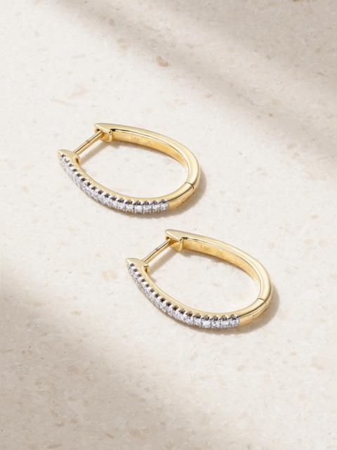 STONE AND STRAND Medium Oval 14-karat Gold Diamond Hoop Earrings