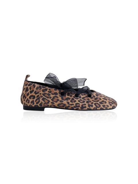 REIKE NEN Organza Ribbon-Detailed Leather Flats animal