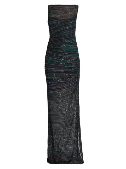 Missoni Women's Metallic Striped Knit Gown - Multicolor Black Green Blue