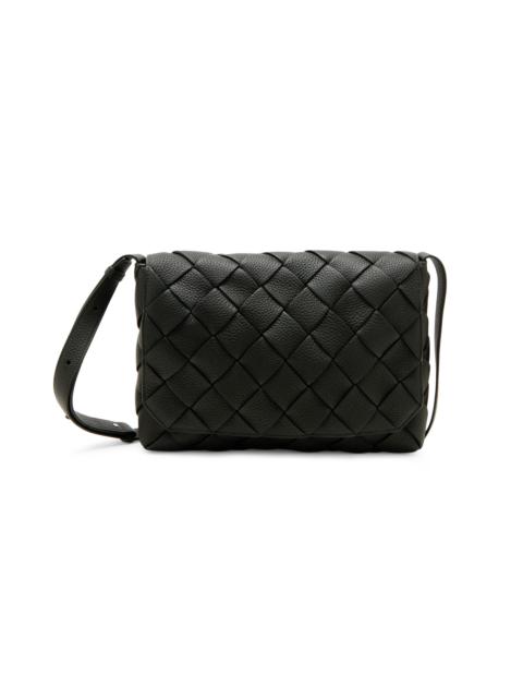 Bottega Veneta Men's Small Diagonal Intreccio Leather Messenger Bag - Dark Green Silver